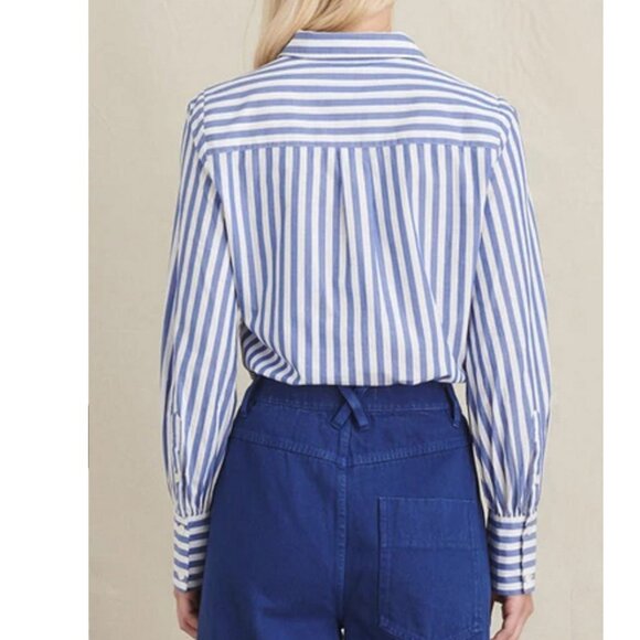 Alex Mill James Shirt in Bold Stripe - Blue/White Button-Up - Womens Size XL NWT - Picture 2 of 10